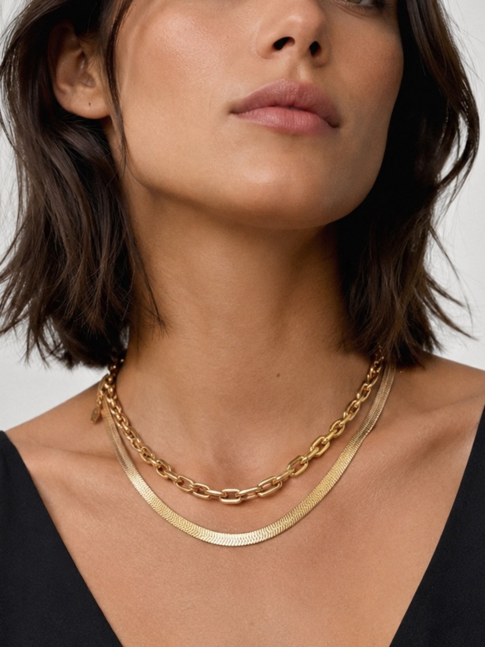 ZARA set of two gold-tone chain necklaces